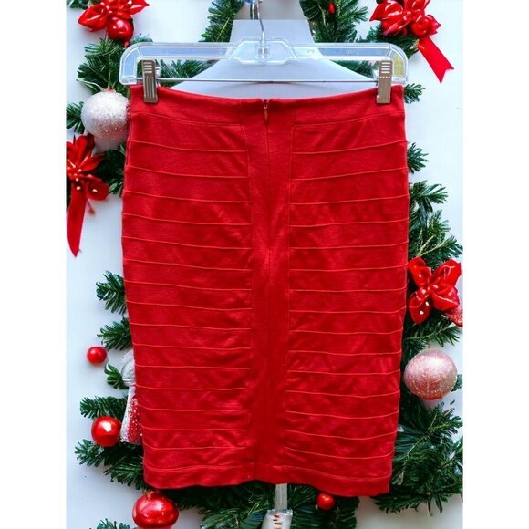 LAPIS LADIES CLASSIC RED PENCIL STRAIGHT MINI RIBBED UNLINED ZIP SKIRT SIZE XS - Picture 7 of 10